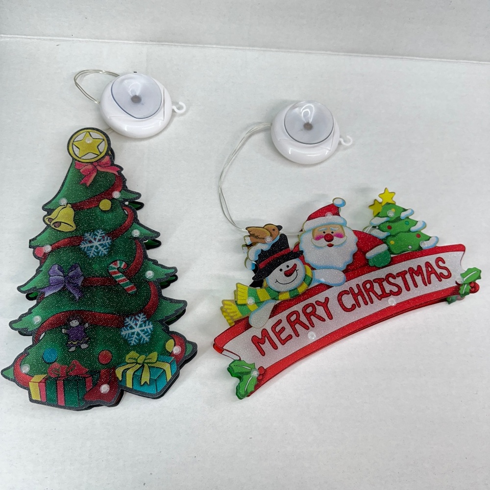 Brightown 2 PCS Lighted Christmas Window Silhouette Decoration Battery Operated